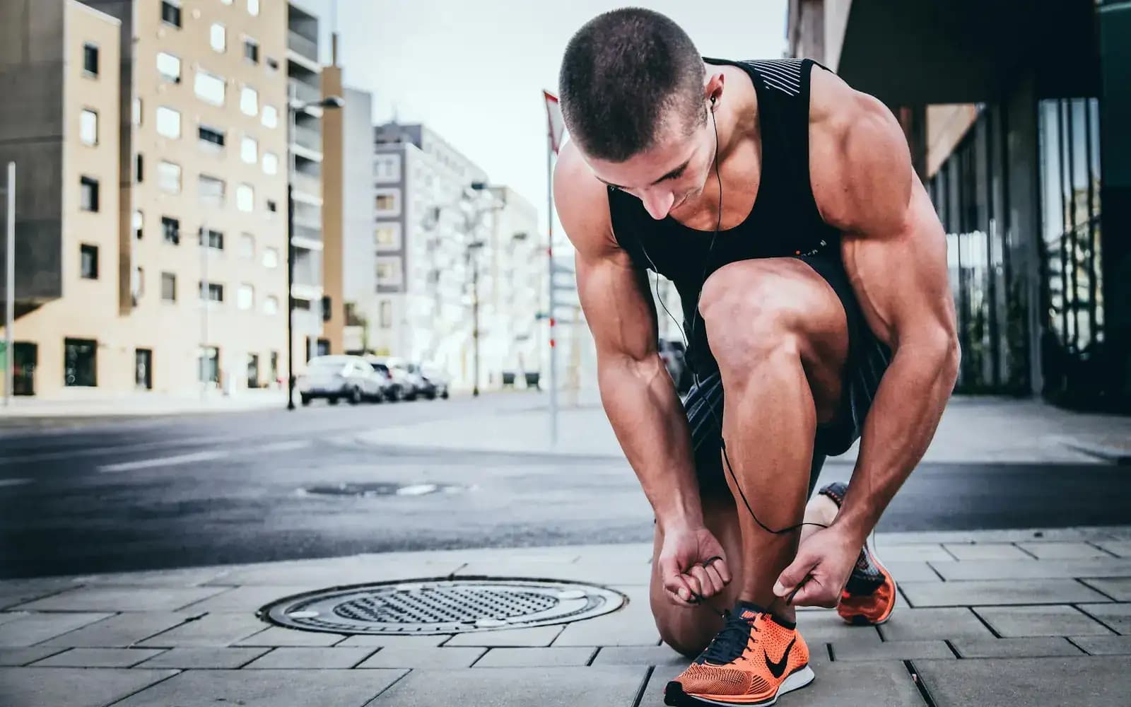 Close-up of someone tying their shoelaces before heading out